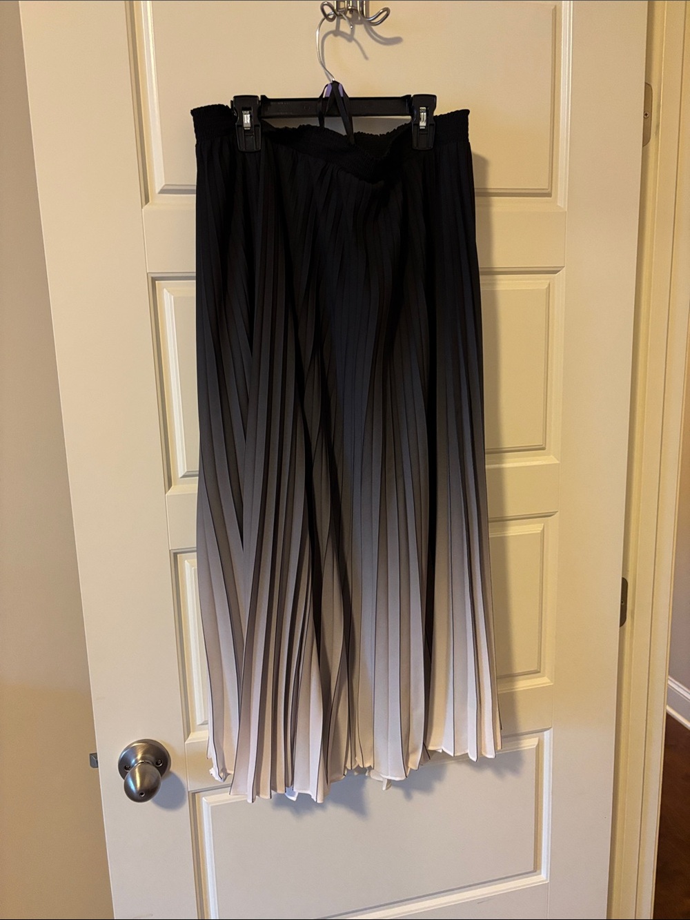 White House Black Market Black-to-Cream Pleated Ombre Midi Skirt